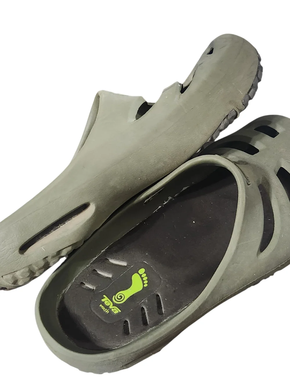 Teva Green Sandals Clogs Rubber Mens Size 12 Slip On Slide Waterproof Shoes